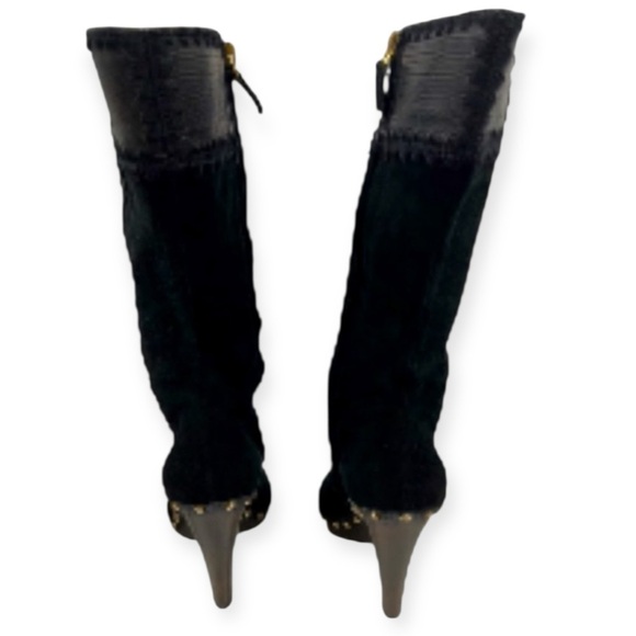 Sergio Rossi Over-the-Knee Boots Black Suede Leather - Picture 12 of 14